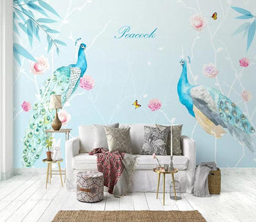 3D Blue Peacock 1797 Wall Murals Wallpaper AJ Wallpaper 2 