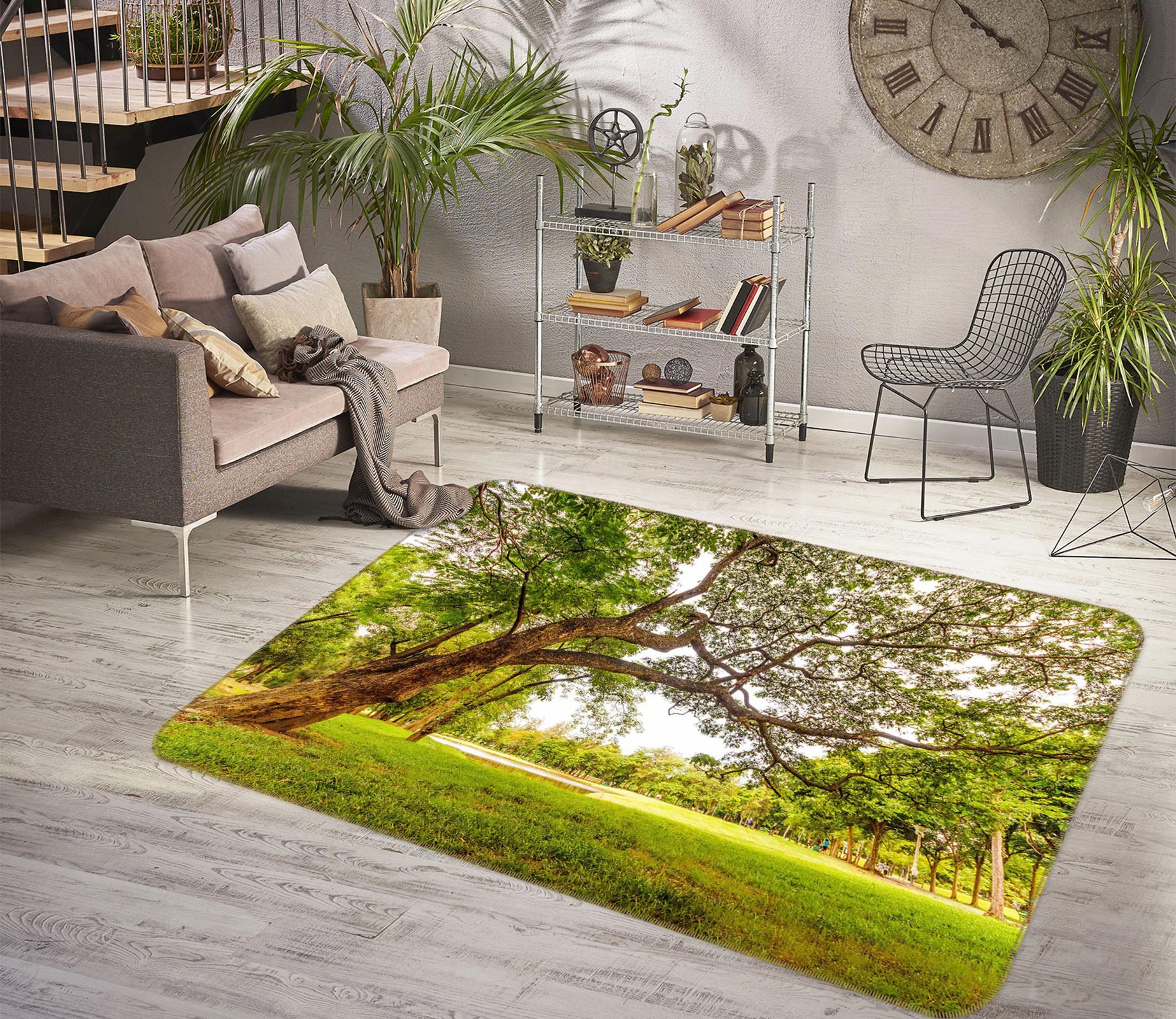 3D Trees Grass 76269 Non Slip Rug Mat