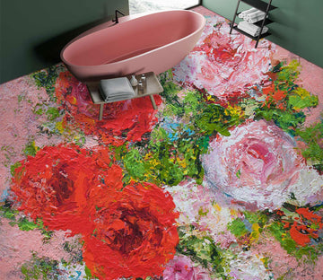 3D Red Pink Rose Flower 9699 Allan P. Friedlander Floor Mural