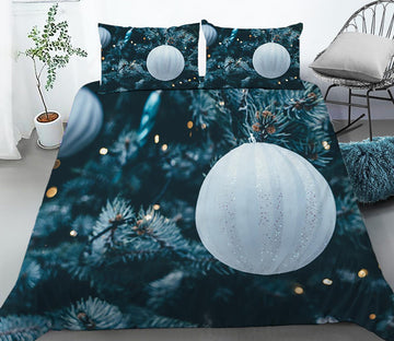 3D White Ball 46022 Christmas Quilt Duvet Cover Xmas Bed Pillowcases