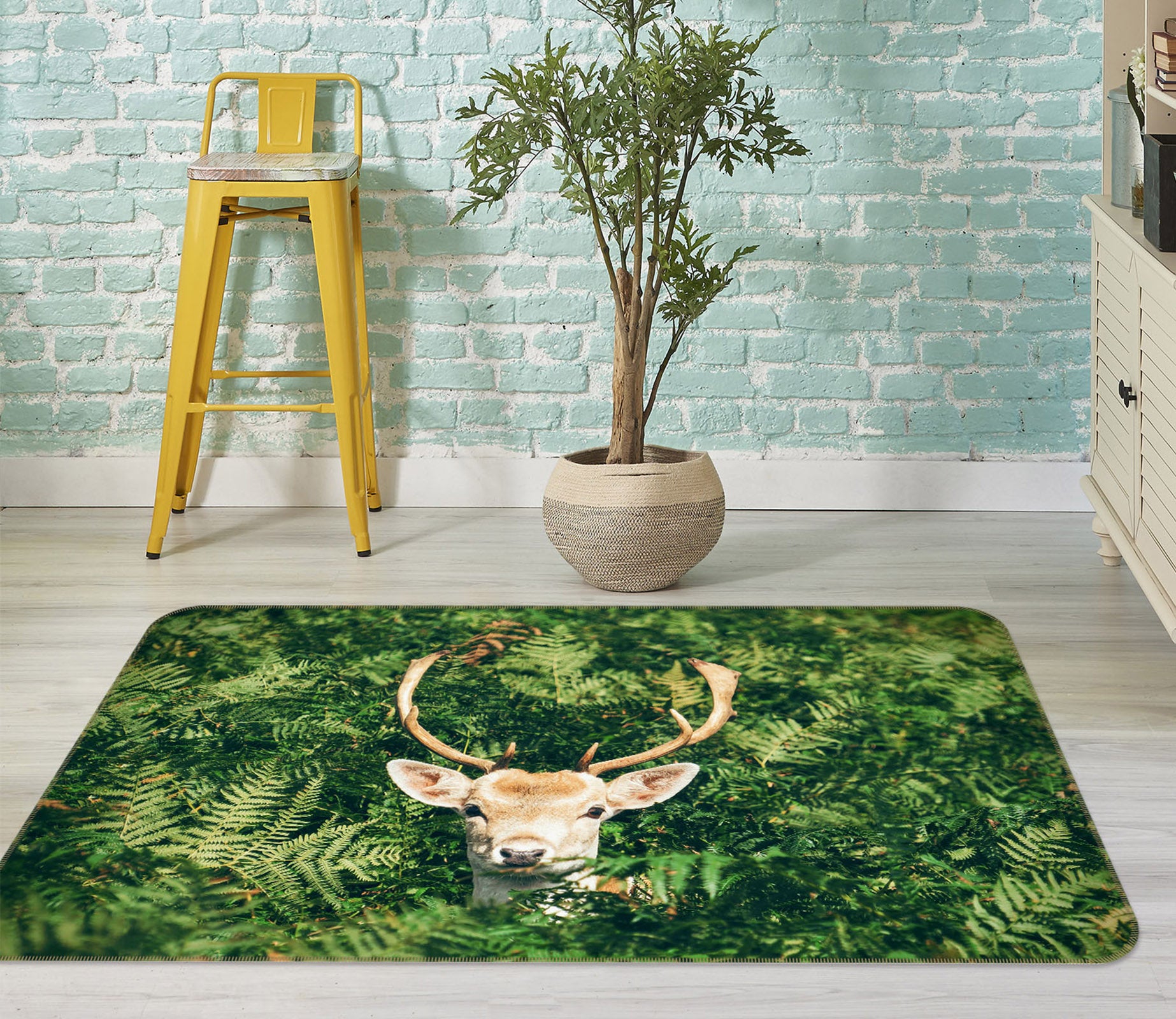 3D Jungle Deer 35174 Non Slip Rug Mat