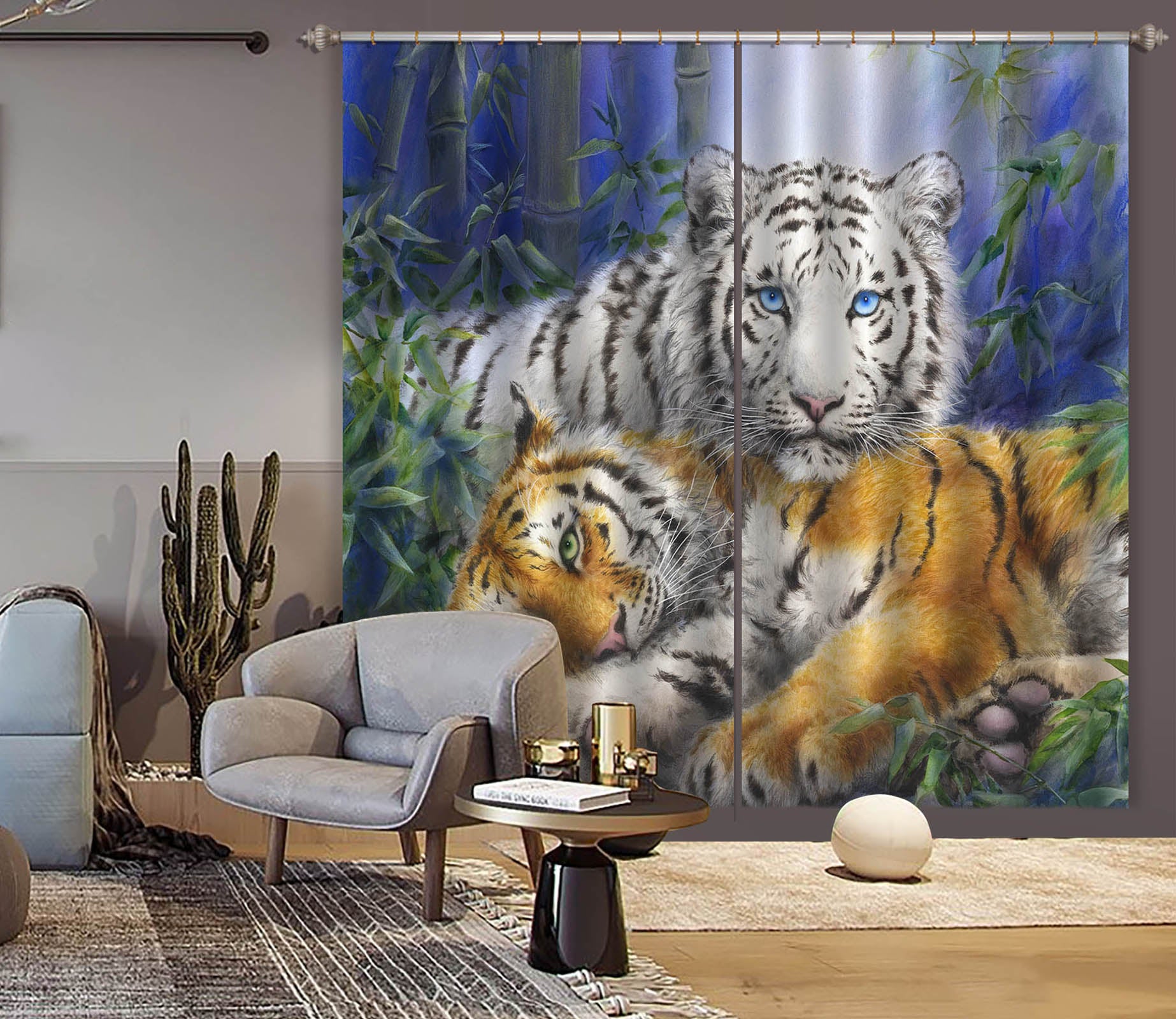 3D Bamboo Tiger 9001 Kayomi Harai Curtain Curtains Drapes