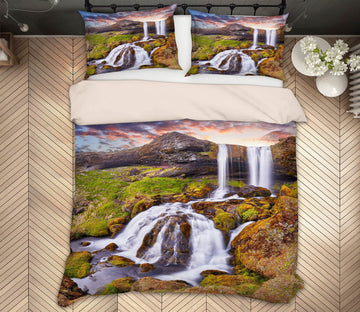3D Waterfall Stone 15184 Bed Pillowcases Quilt