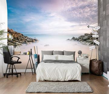 3D White Clouds Beach 106 Wall Murals Wallpaper AJ Wallpaper 2 