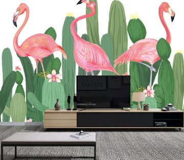3D Pink Flamingo WG181 Wall Murals Wallpaper AJ Wallpaper 2 