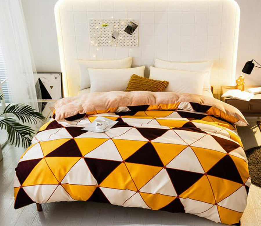 3D Yellow Black And White Triangle 3050 Bed Pillowcases Quilt