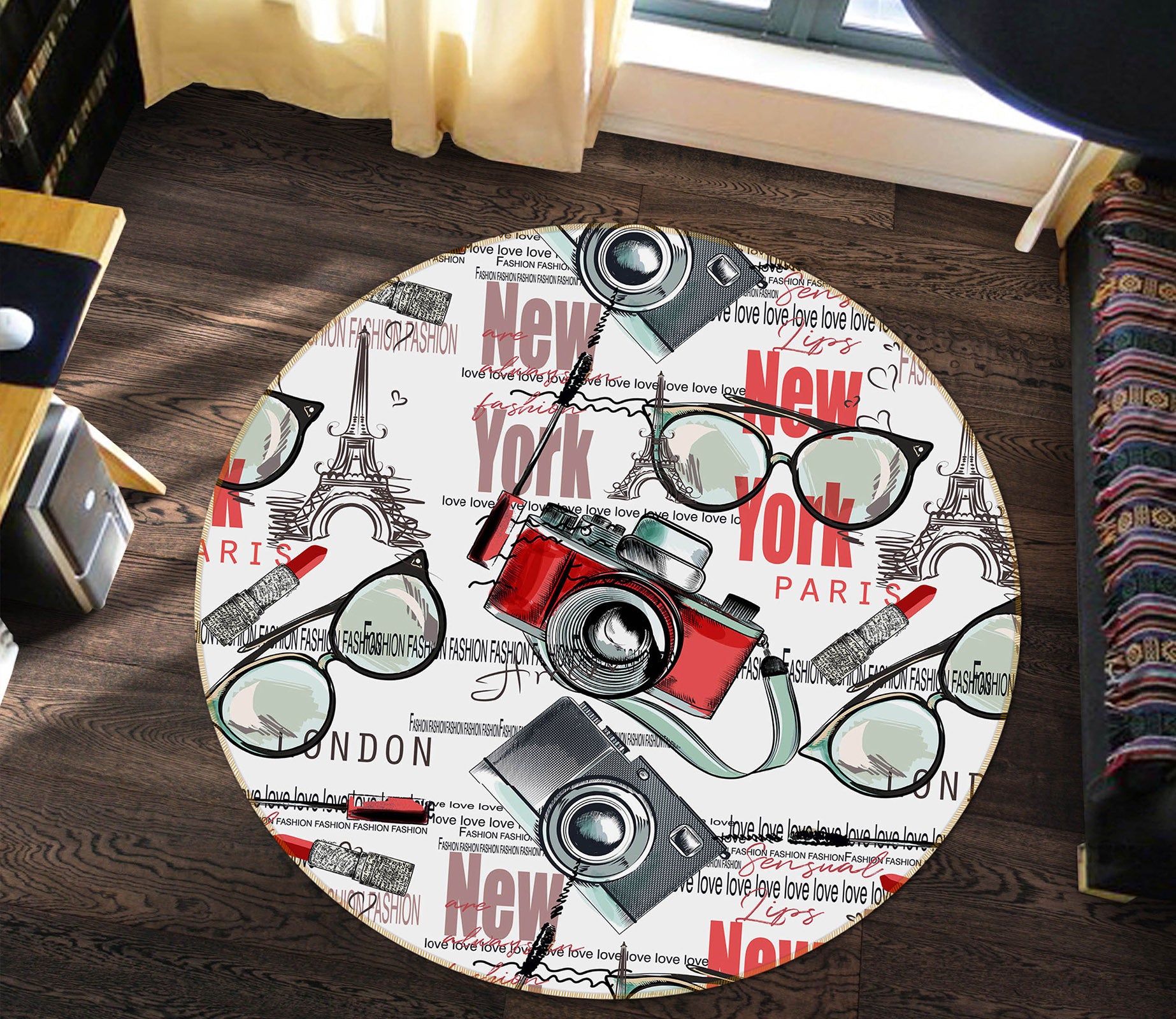 3D Glasses Camera 29044 Round Non Slip Rug Mat