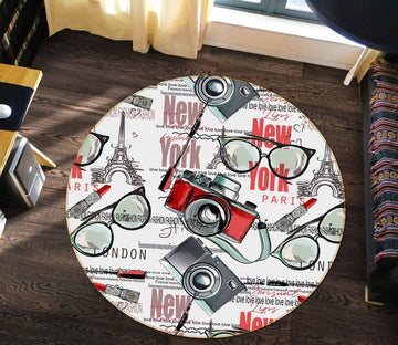 3D Glasses Camera 29044 Round Non Slip Rug Mat