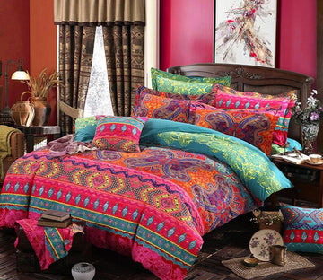 3D Ethnic Red Pattern 1188 Bed Pillowcases Quilt