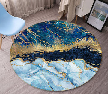 3D Dark Green Marbling 71149 Round Non Slip Rug Mat