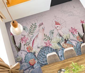3D Cactus Flower Bush Parrot 104141 Andrea Haase Floor Mural