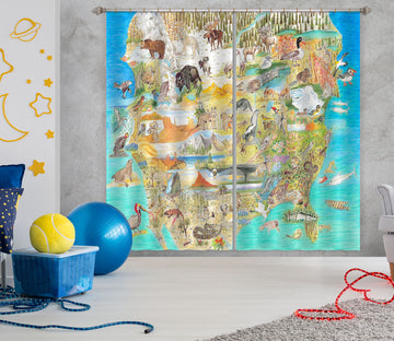 3D Animal Family 058 Michael Sewell Curtain Curtains Drapes