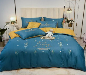 3D Dark Blue 40346 Bed Pillowcases Quilt