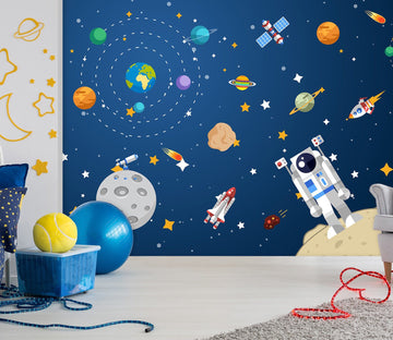 3D Astronaut Planet 019 Wall Murals Wallpaper AJ Wallpaper 2 