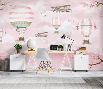3D Pink Hot Air Balloon 1046 Wall Murals