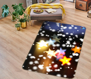 3D Colored Five-Pointed Star 55125 Christmas Non Slip Rug Mat Xmas