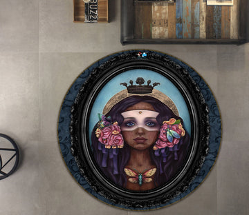 3D Woman Picture Frame 8902 Brigid Ashwood Rug Round Non Slip Rug Mat