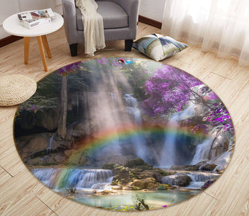 3D Mountain Stone Rainbow 69055 Round Non Slip Rug Mat