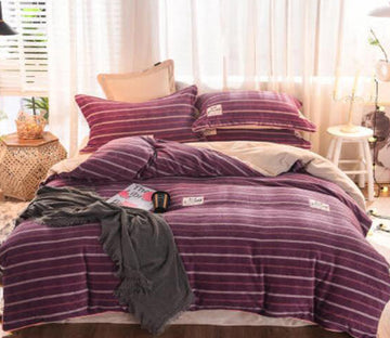 3D Purple Horizontal Stripes 20081 Bed Pillowcases Quilt