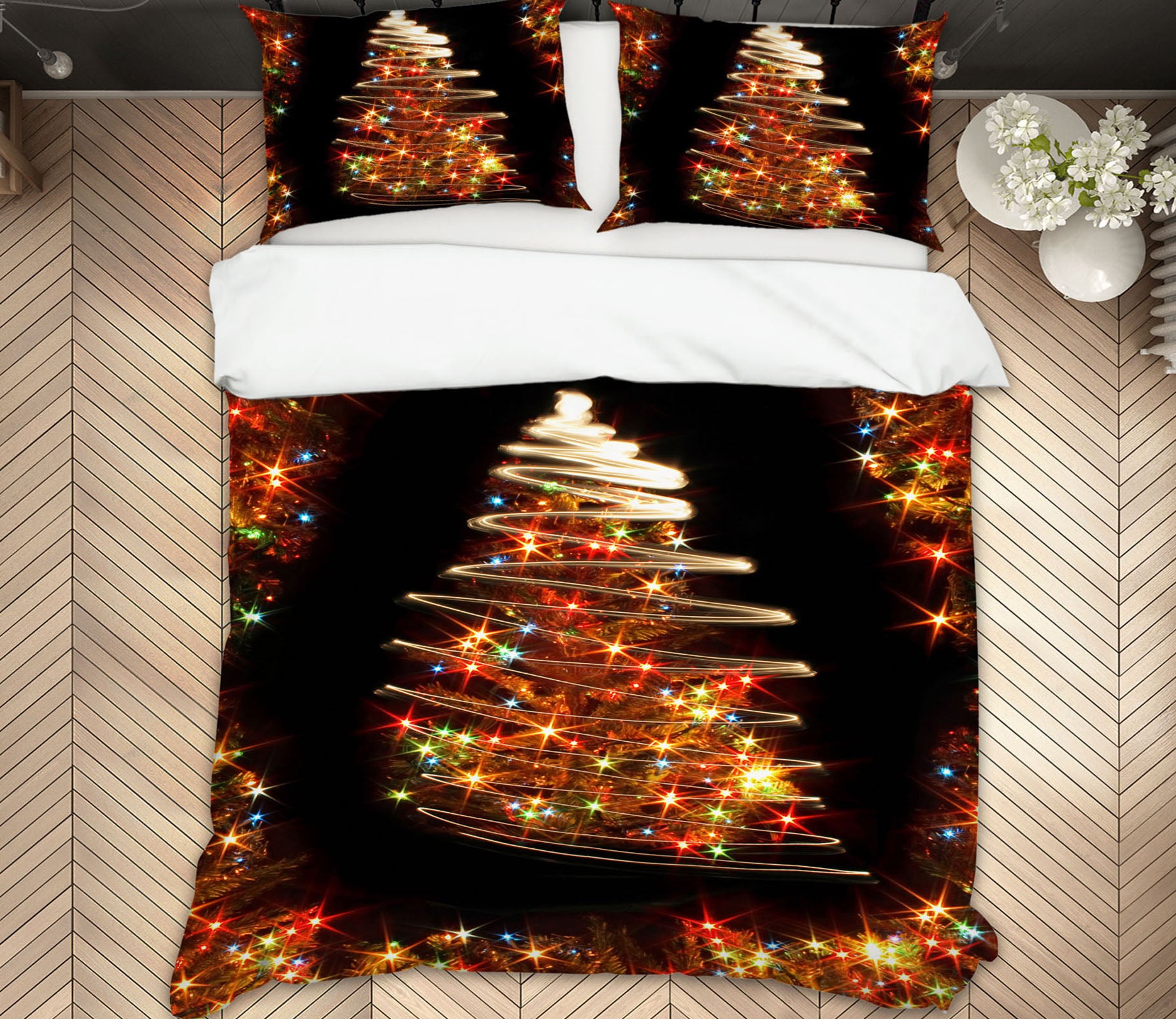 3D Light Tree 51064 Christmas Quilt Duvet Cover Xmas Bed Pillowcases