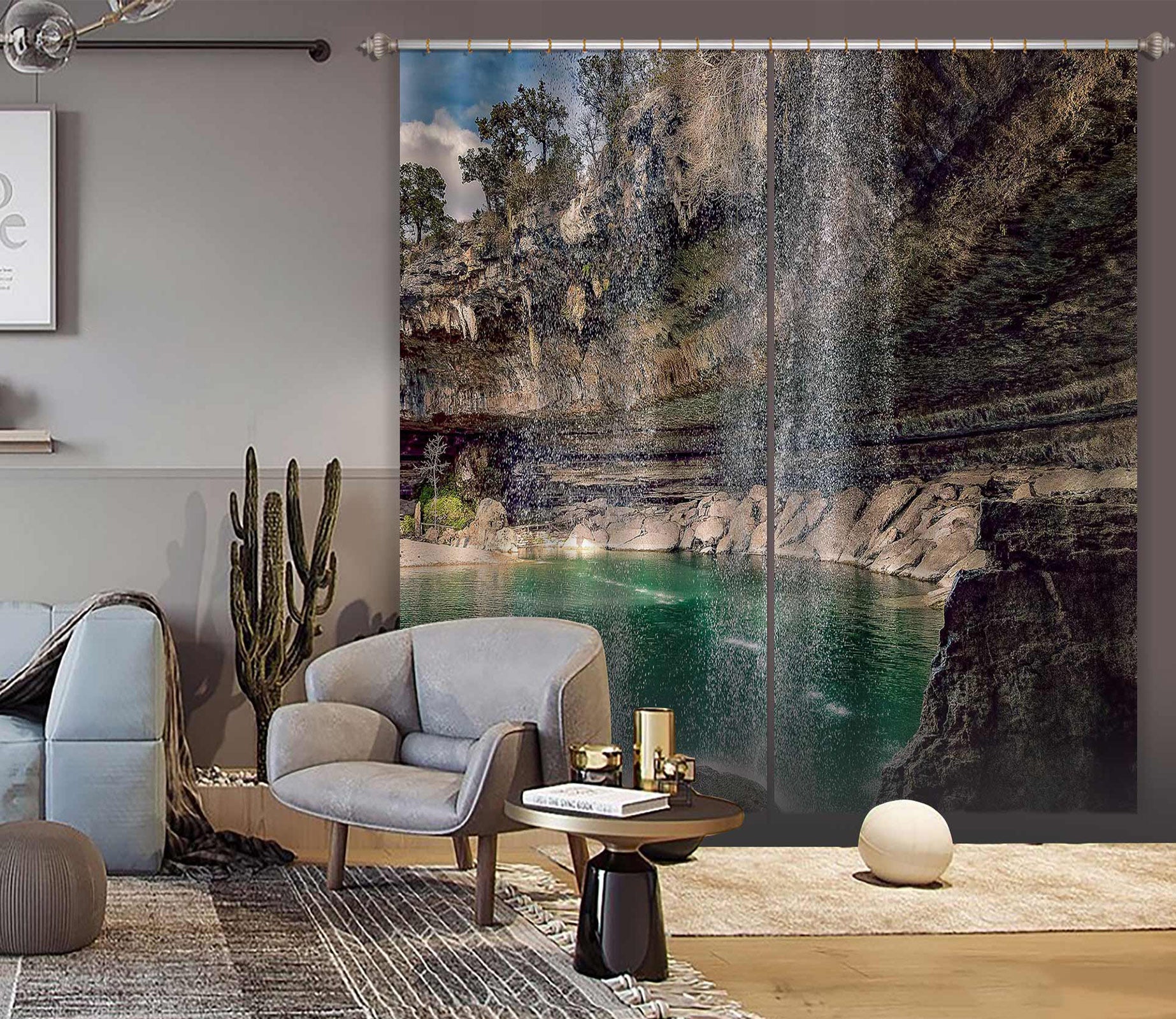 3D Waterfall Lake 5320 Beth Sheridan Curtain Curtains Drapes