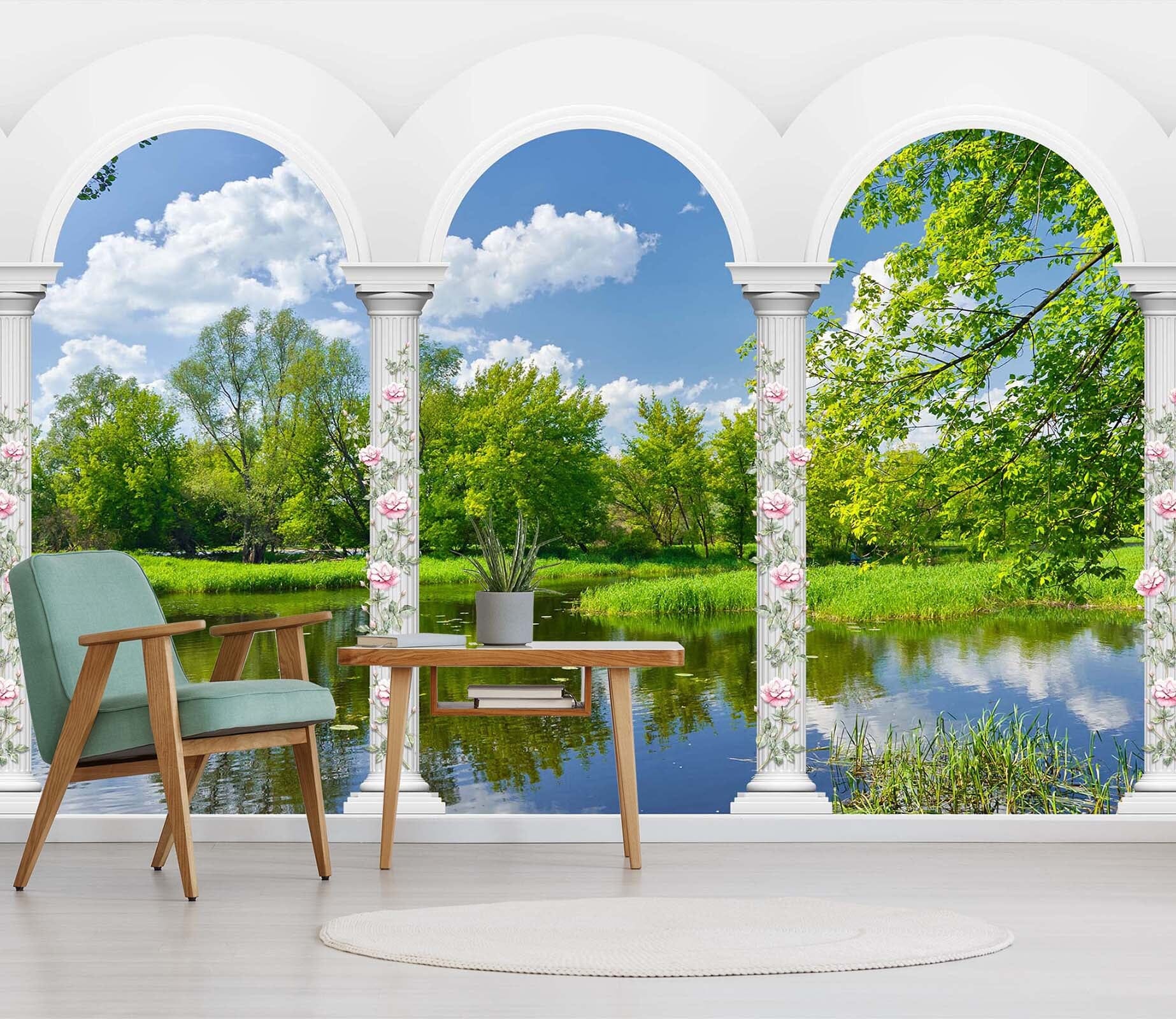 3D Forest Lake 2083 Wall Murals Wallpaper AJ Wallpaper 2 