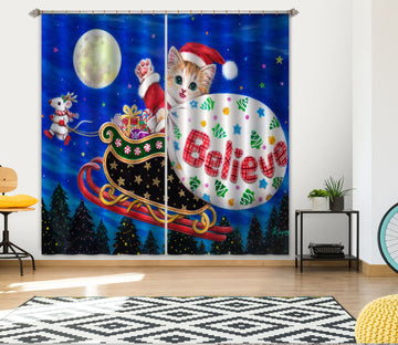 3D Christmas Cat 9015 Kayomi Harai Curtain Curtains Drapes