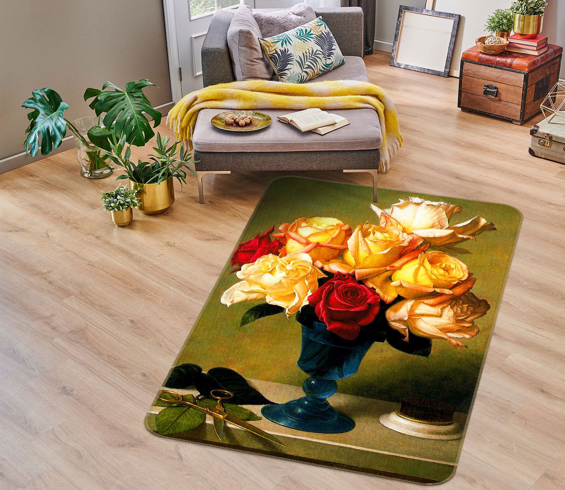3D Flower Vase 76134 Non Slip Rug Mat