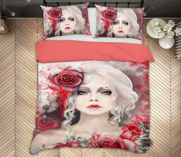 3D Lady Rose 041 Bed Pillowcases Quilt