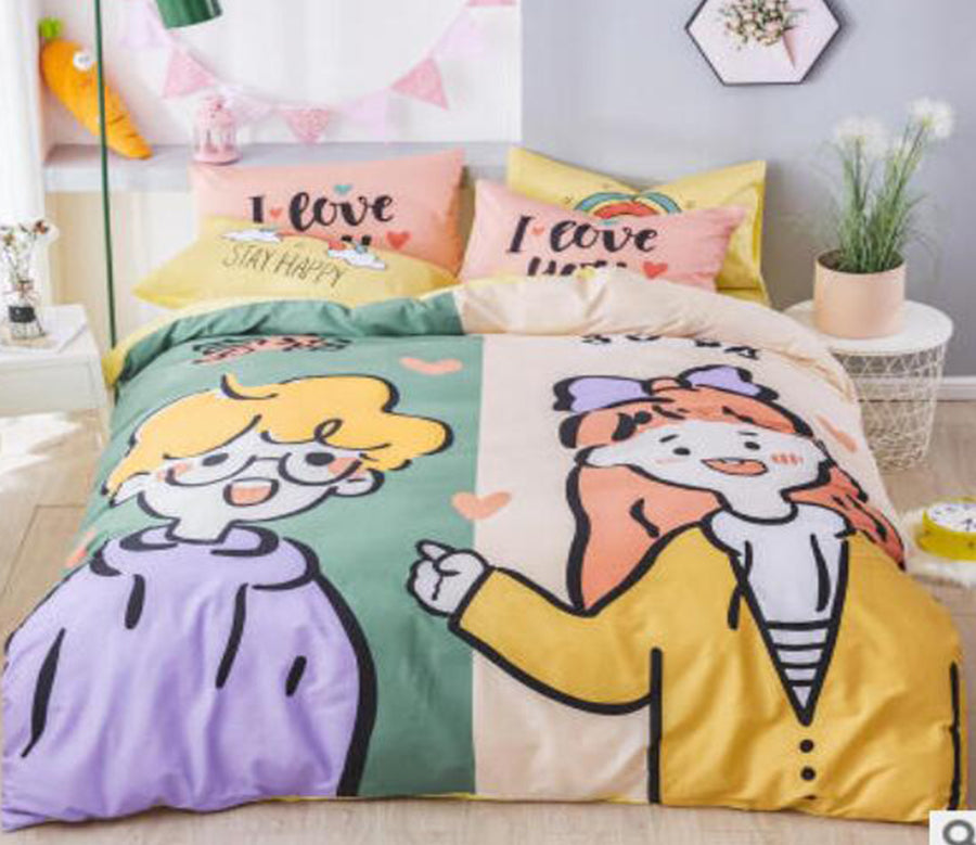 3D Cartoon Boy Girl 50094 Bed Pillowcases Quilt