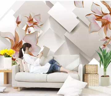 3D Square Flowers 2024 Wall Murals Wallpaper AJ Wallpaper 2 