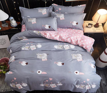 3D Gray Pig 12175 Bed Pillowcases Quilt