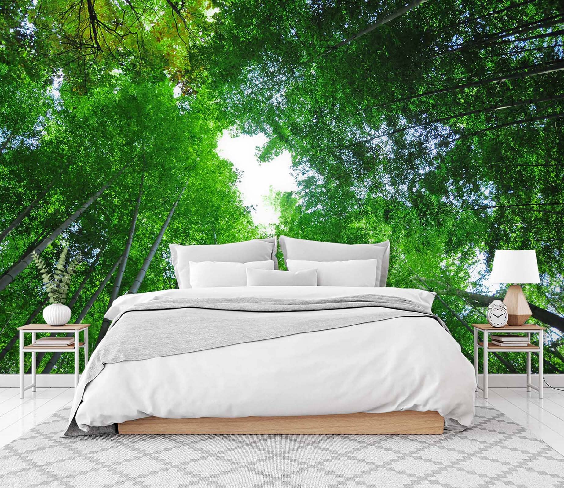 3D Forest White Clouds 058 Wall Murals Wallpaper AJ Wallpaper 2 
