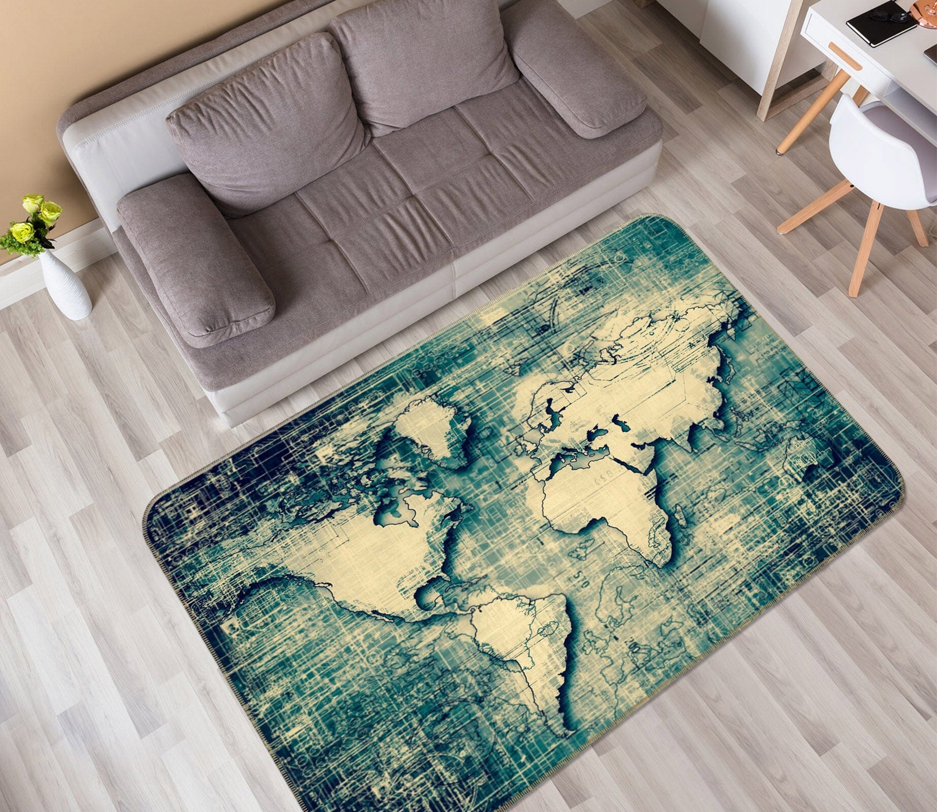 3D Sketch Pattern 297 World Map Non Slip Rug Mat Mat AJ Creativity Home 