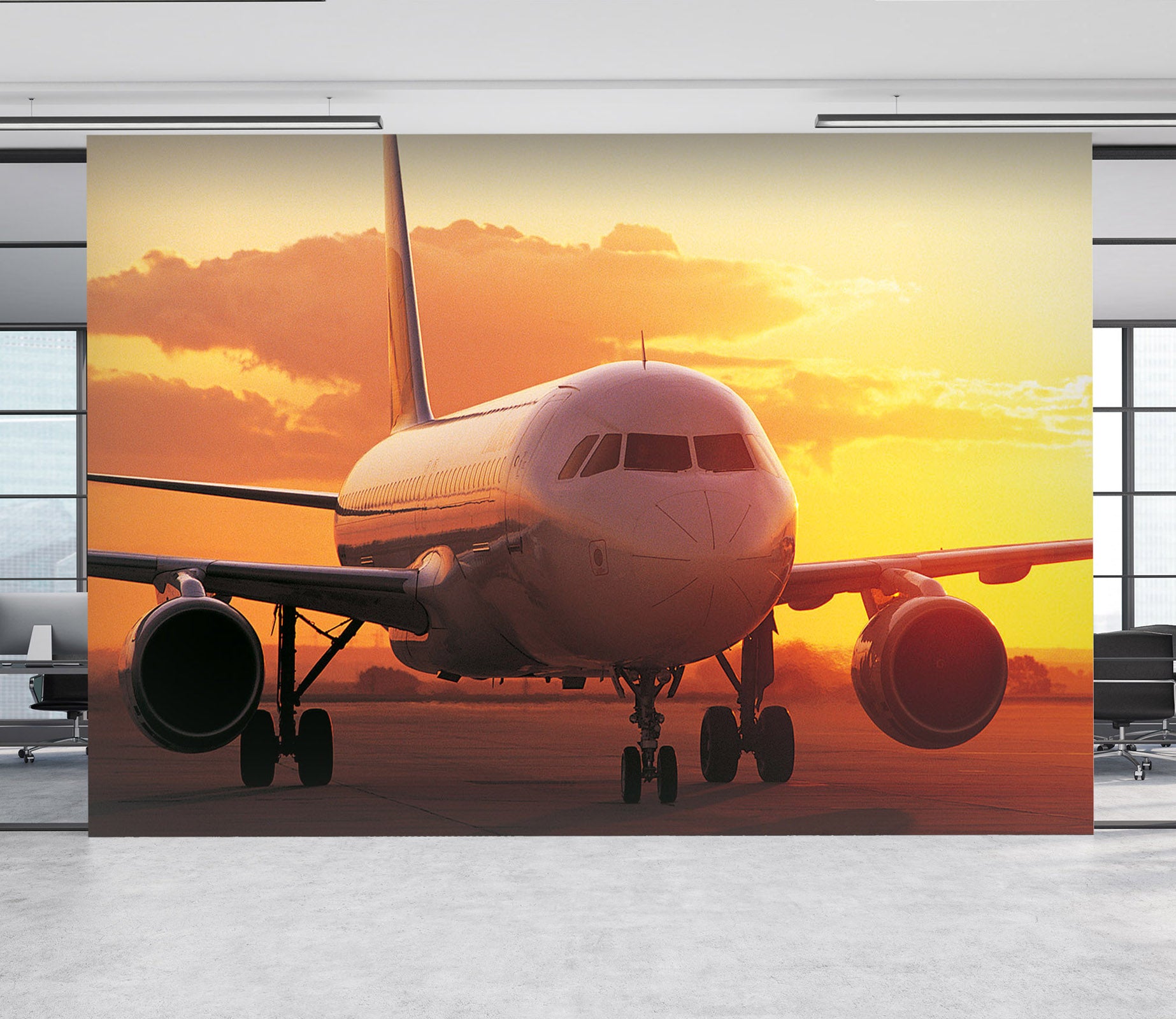 3D Dusk Airport 146 Vehicle Wall Murals