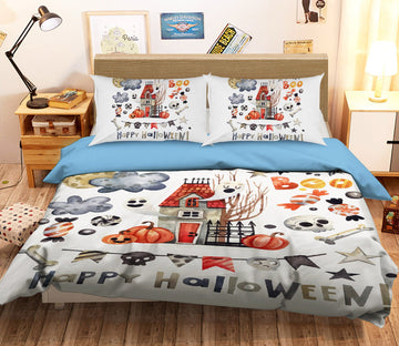 3D House Pumpkin Stars 1201 Halloween Bed Pillowcases Quilt Quiet Covers AJ Creativity Home 