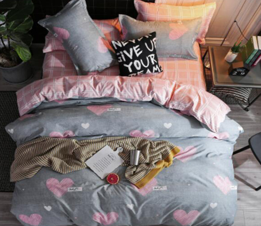 3D Grey Foundation Love Heart 4031 Bed Pillowcases Quilt