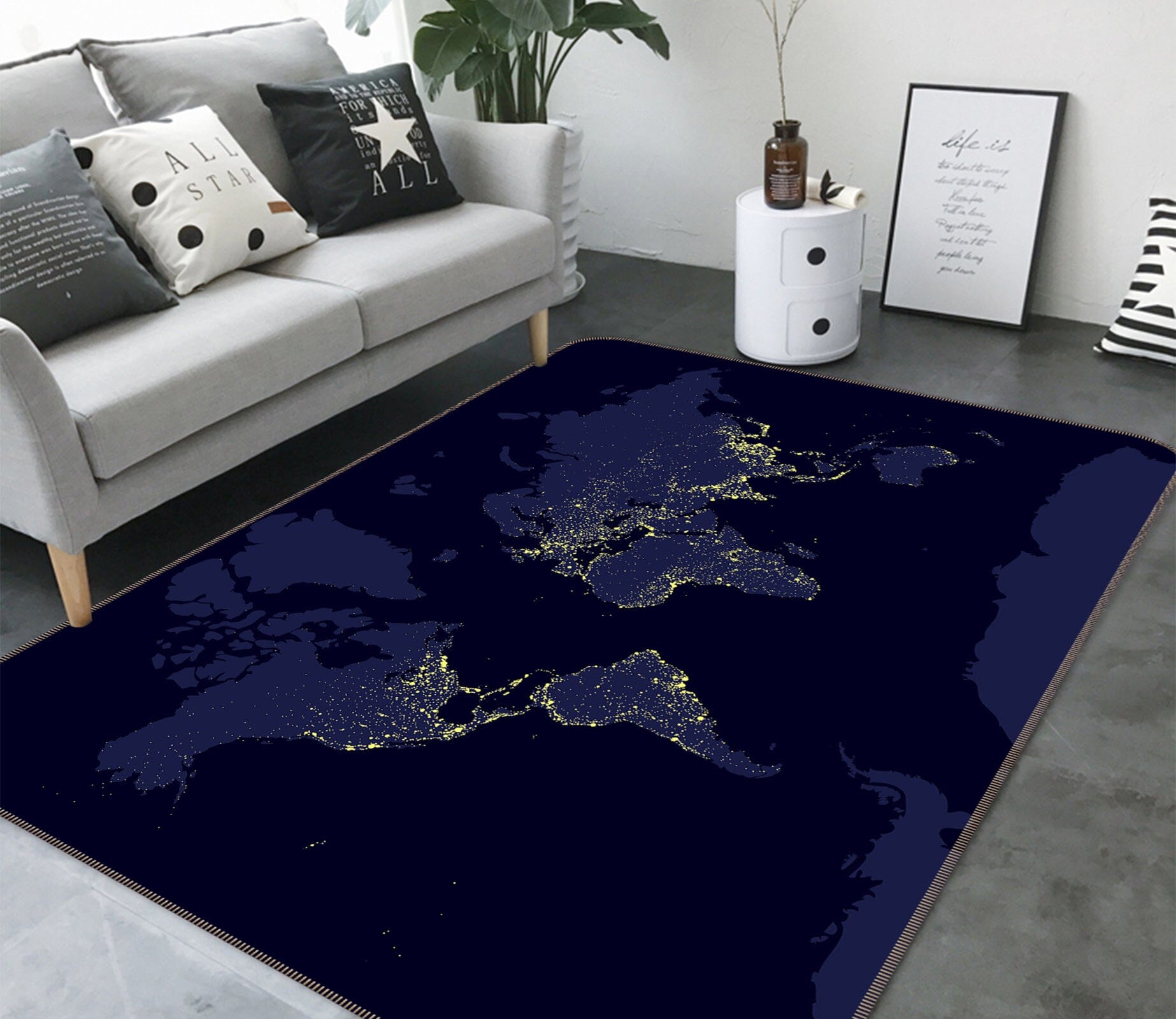 3D Silent Night 253 World Map Non Slip Rug Mat Mat AJ Creativity Home 