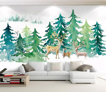 3D Tree Deer2234 Wall Murals