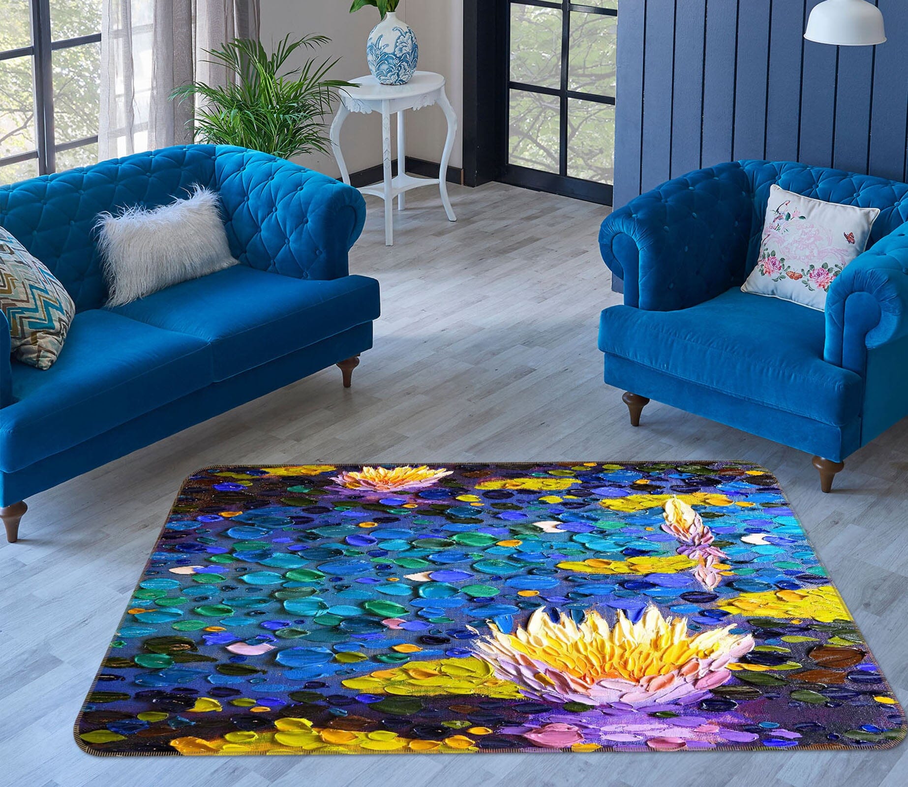 3D Lotus Light 1016 Dena Tollefson Rug Non Slip Rug Mat Mat AJ Creativity Home 