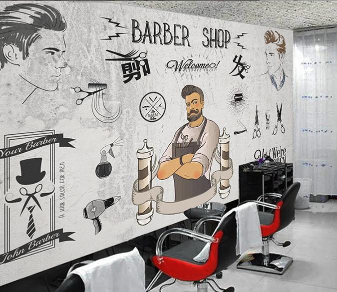 3D Barbershop 820 Wall Murals Wallpaper AJ Wallpaper 2 
