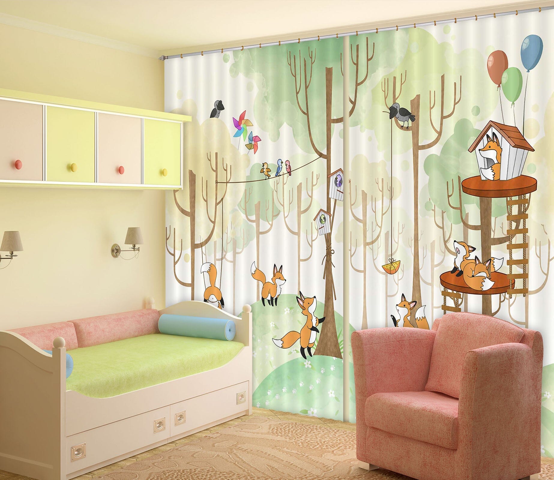 3D Forest Fawn 752 Curtains Drapes Wallpaper AJ Wallpaper 