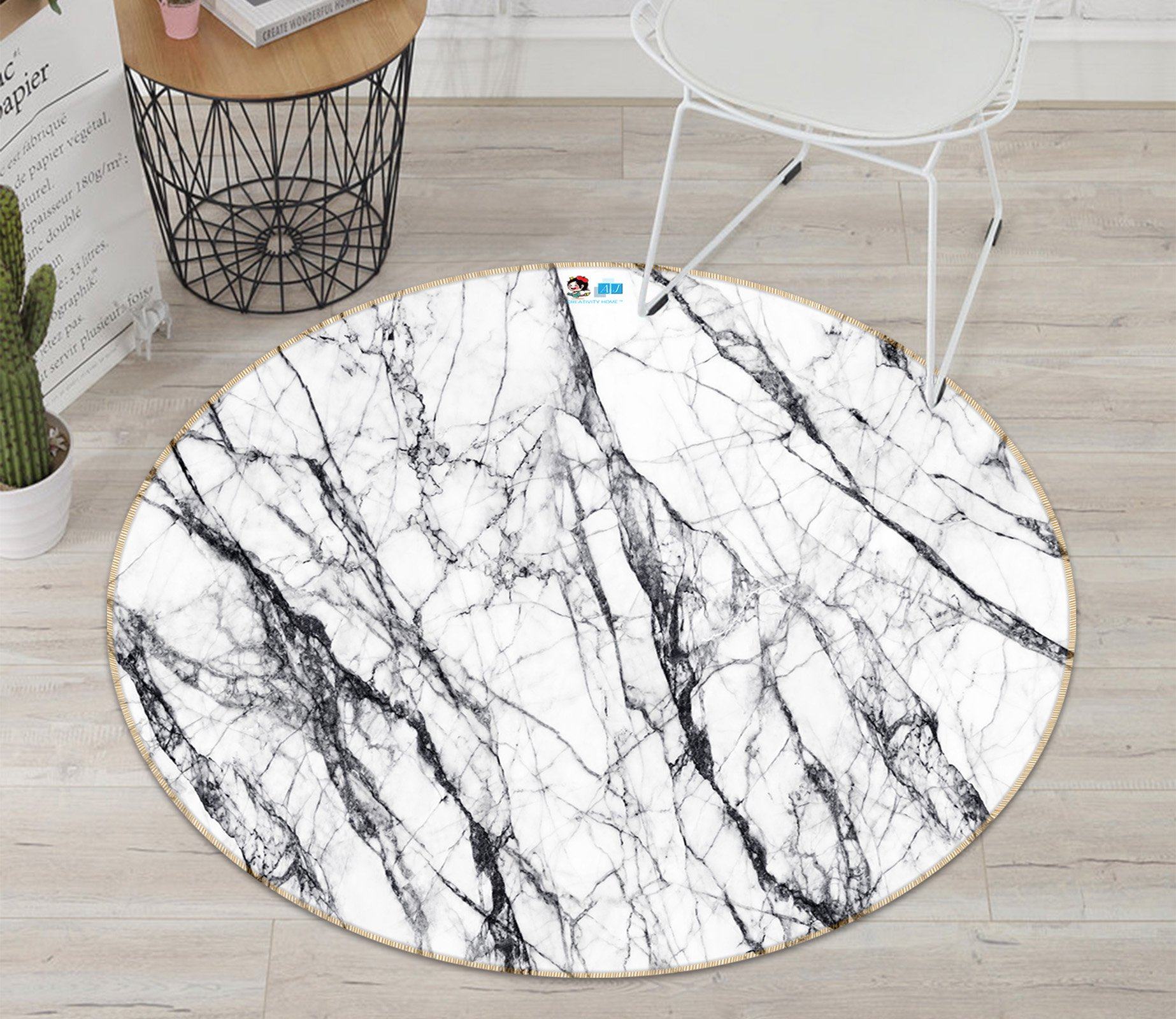 3D White Marble Texture 468 Round Non Slip Rug Mat Mat AJ Creativity Home 