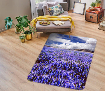 3D Purple Flowers 76065 Non Slip Rug Mat