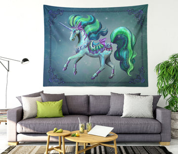 3D Green Unicorn 960 Rose Catherine Khan Tapestry Hanging Cloth Hang