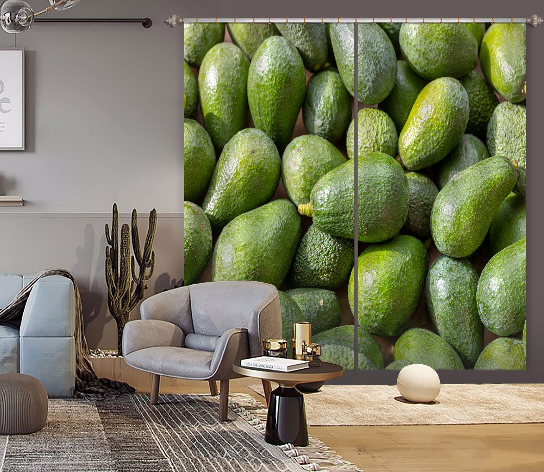3D Fruit Avocado 6553 Assaf Frank Curtain Curtains Drapes