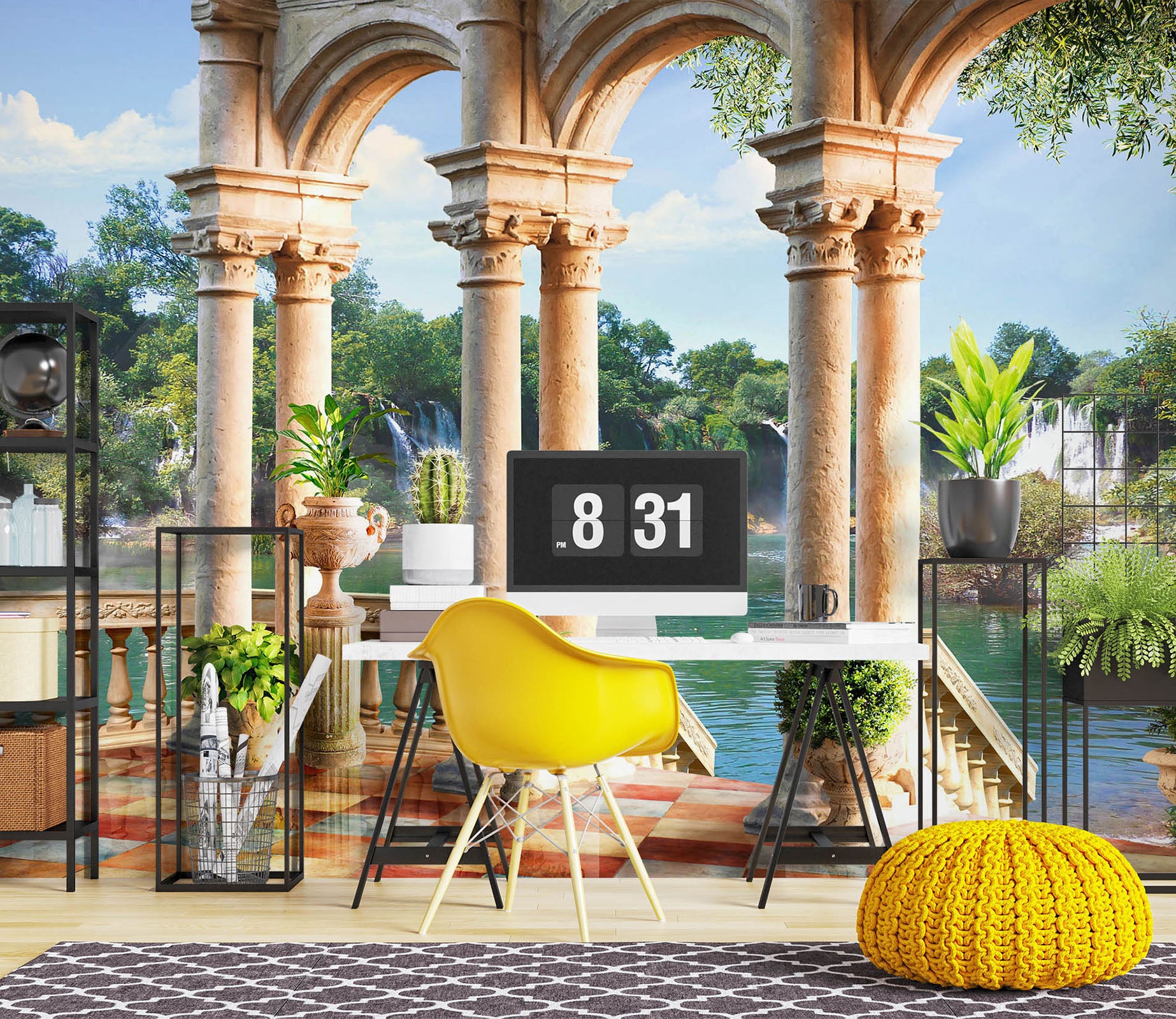 3D Balcony Waterfall 1034 Wall Murals