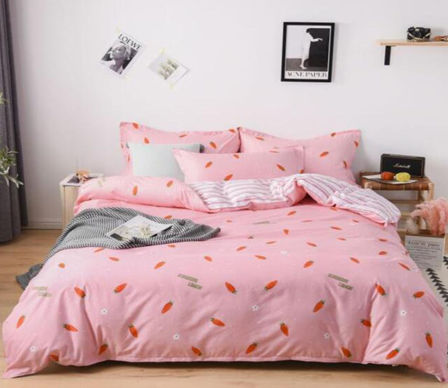 3D Pink Background Red Carrot 3085 Bed Pillowcases Quilt