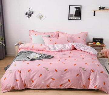 3D Pink Background Red Carrot 3085 Bed Pillowcases Quilt