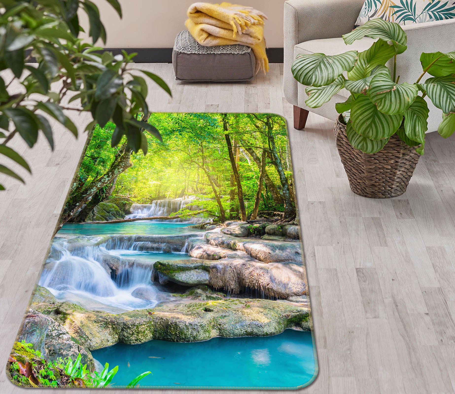 3D Stream Water 26173 Non Slip Rug Mat